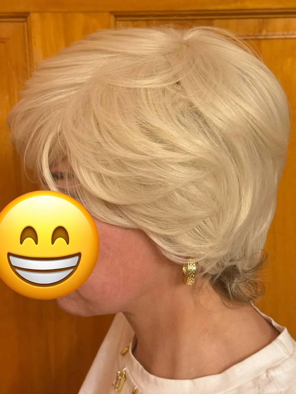 Short Layered Light Blond Synthetic Straight Wig Classic Cap One Size Natural